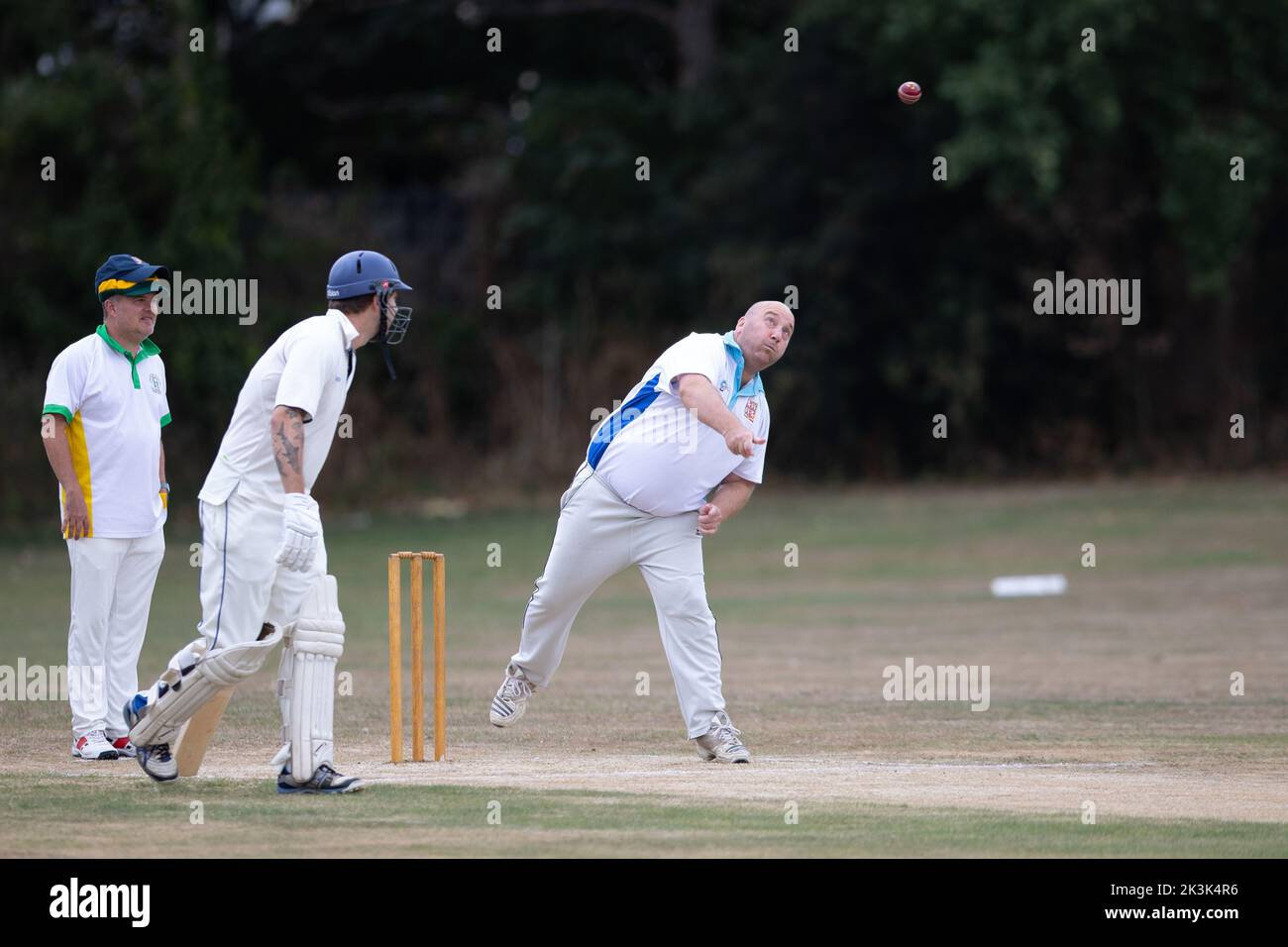 Cricket bowling & batting mens game Stock Photo Alamy