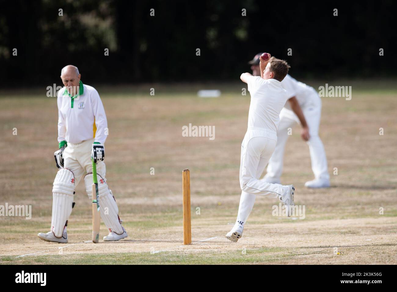 Cricket bowling & batting mens game Stock Photo Alamy