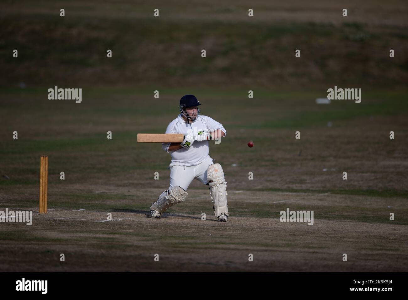 Cricket bowling & batting mens game Stock Photo Alamy