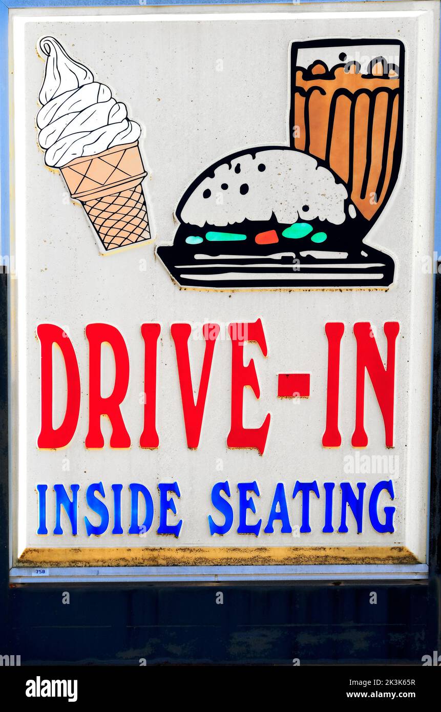 Old vintage drive in sign for food Cafe drive-in Stock Photo
