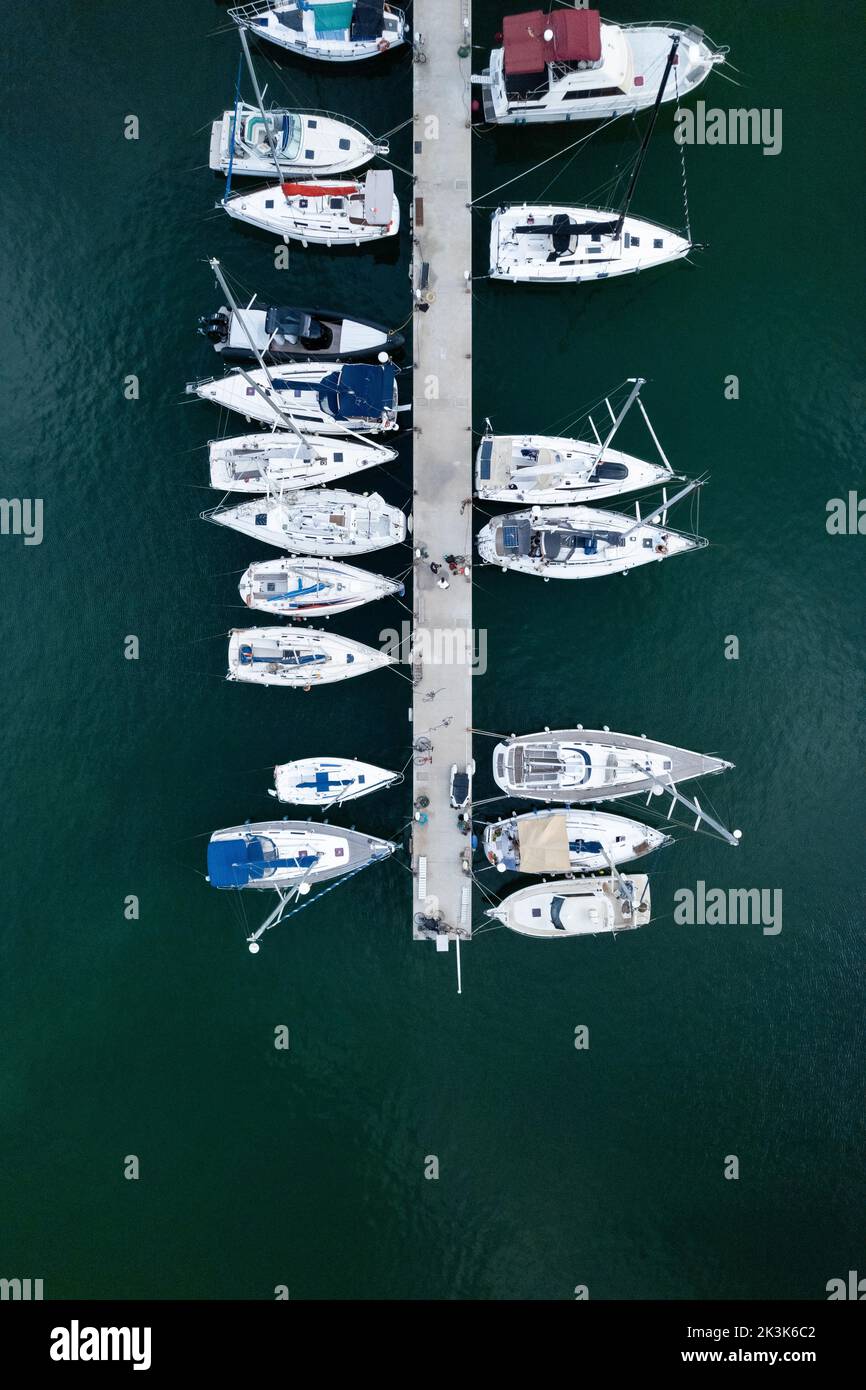 An aerial view of a port with yachts Stock Photo - Alamy