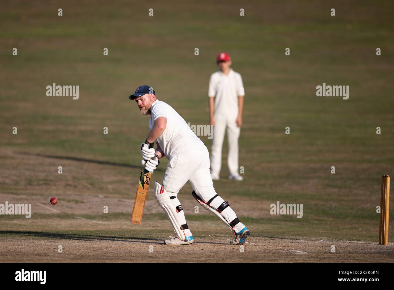Cricket bowling & batting mens game Stock Photo Alamy