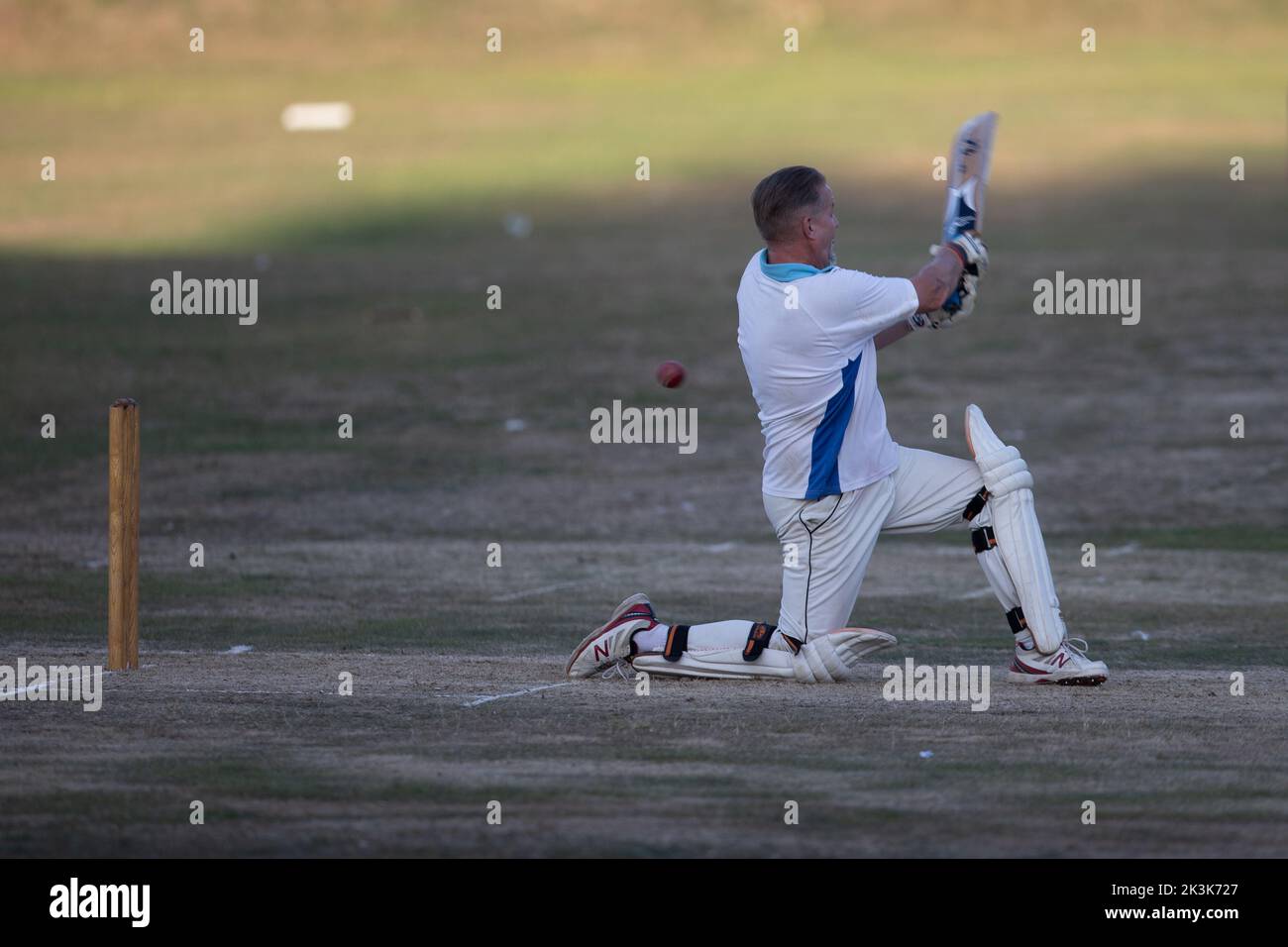 Cricket bowling & batting mens game Stock Photo Alamy