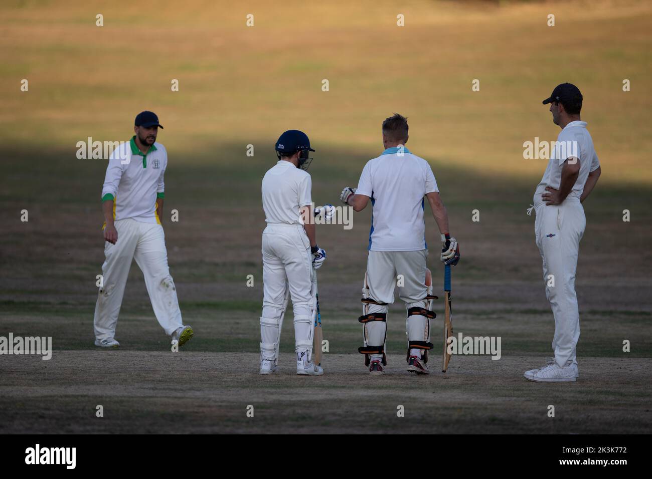 Cricket bowling & batting mens game Stock Photo Alamy