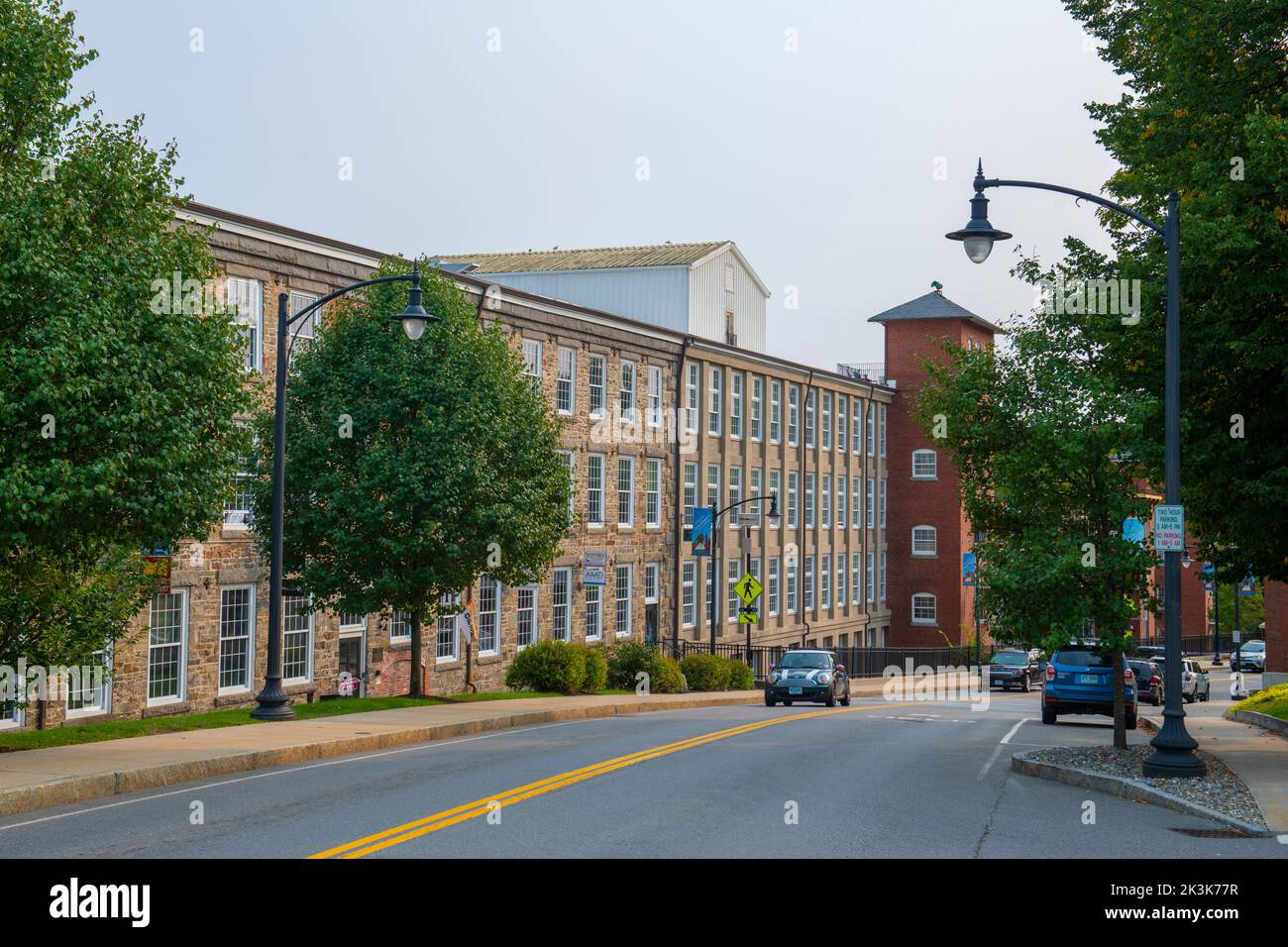 Newmarket Mills building on Lamprey River on Main Street in historic