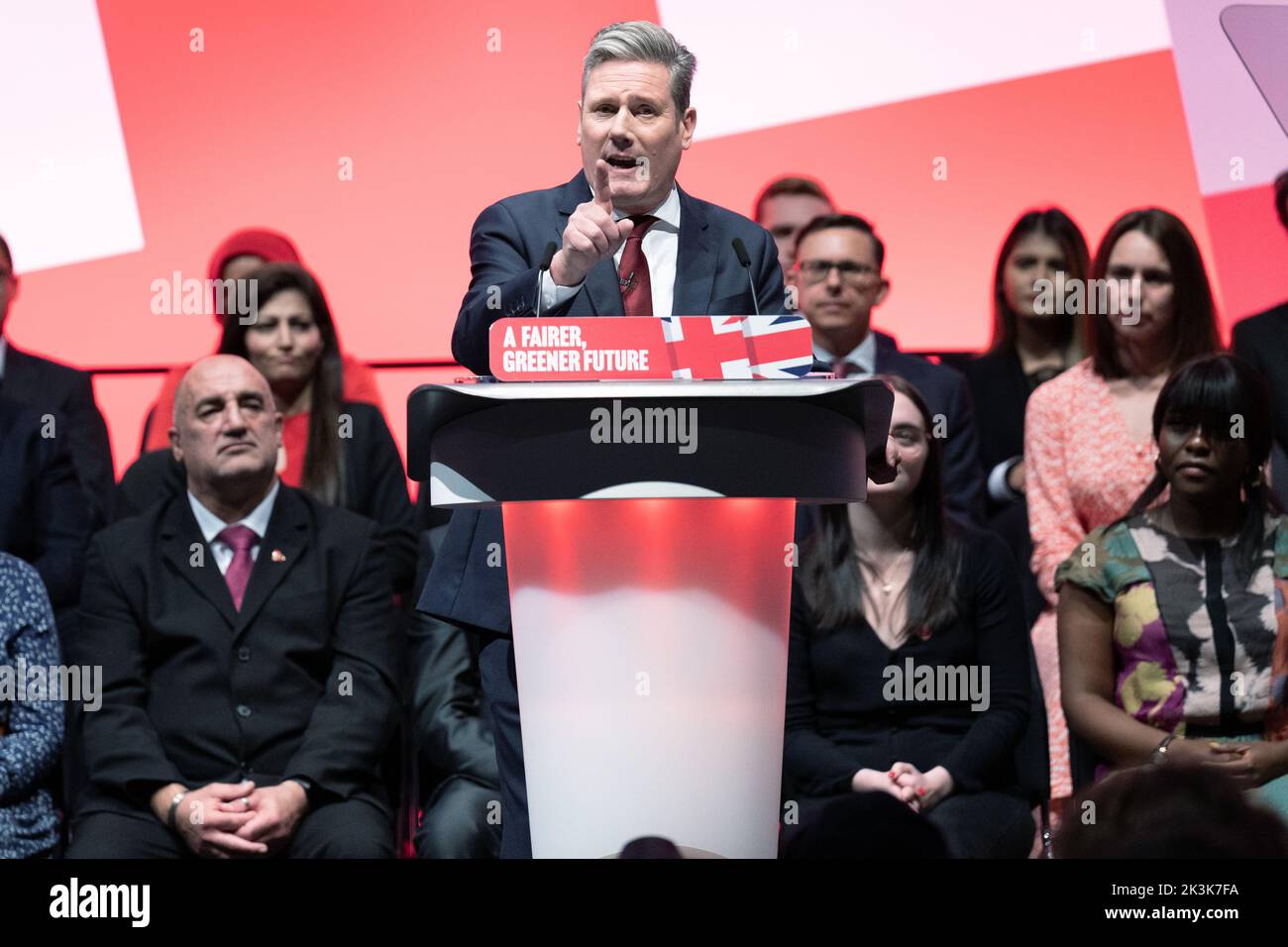 Labour leader, Sir Keir Starmer delivers his keynote speech to the Labour Party Conference in Liverpool. Picture date: Tuesday September 27, 2022. Stock Photo