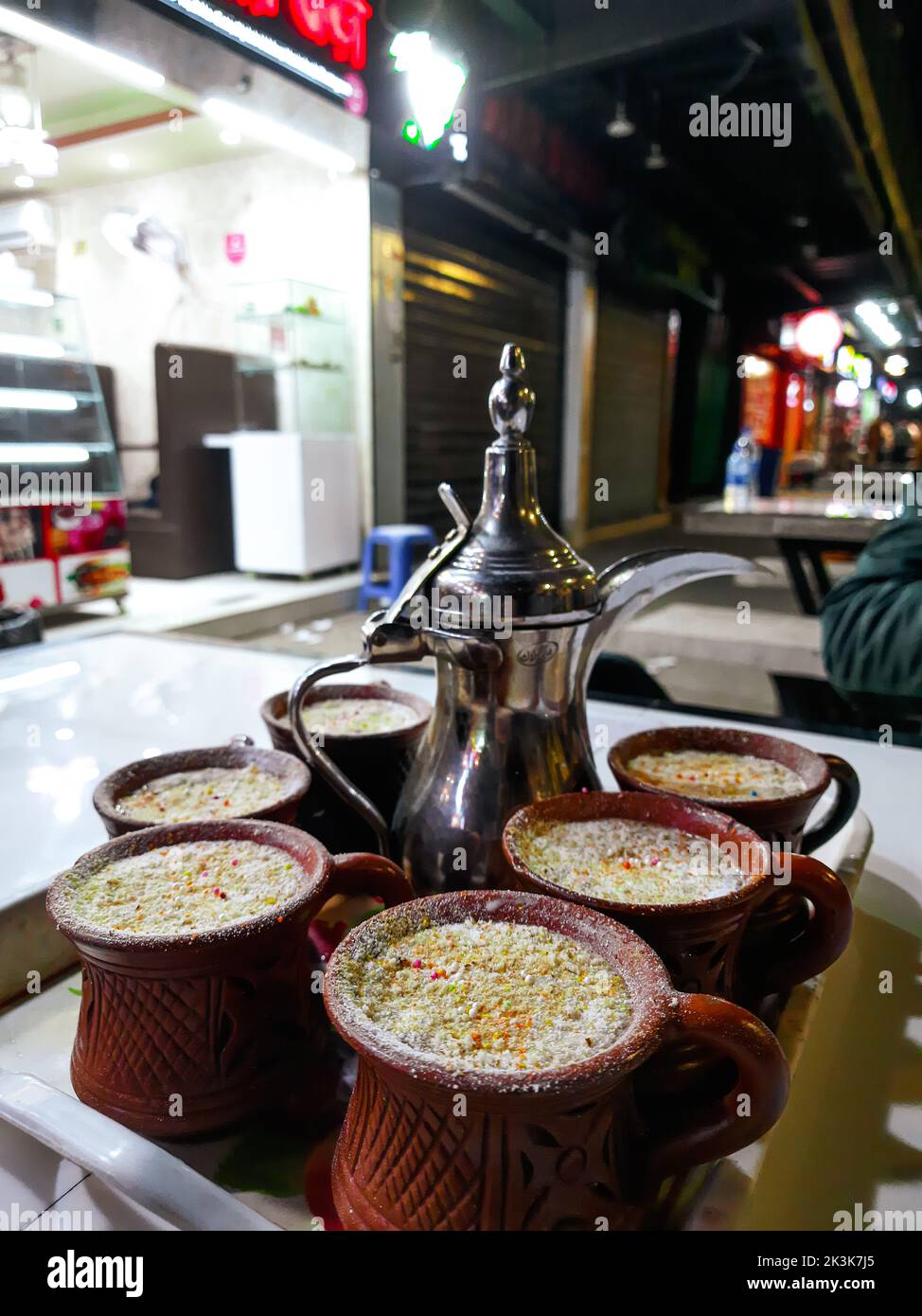 Traditional indian tea set or for serving black tea. Consists of a pot