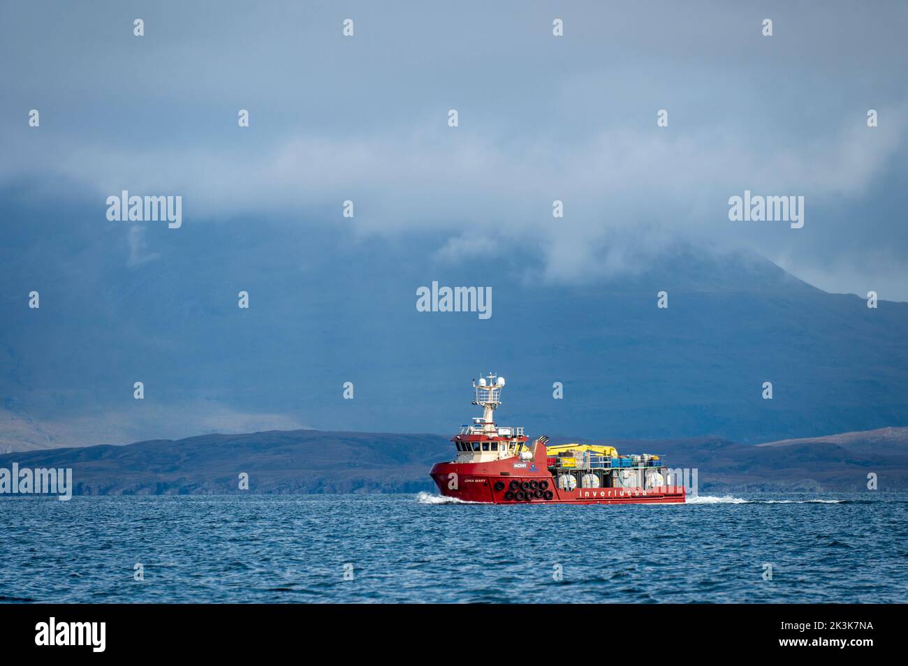 September 2022: Isle of Canna, Inner Hebrides, Scotland A small boat travelling between the Islands Stock Photo
