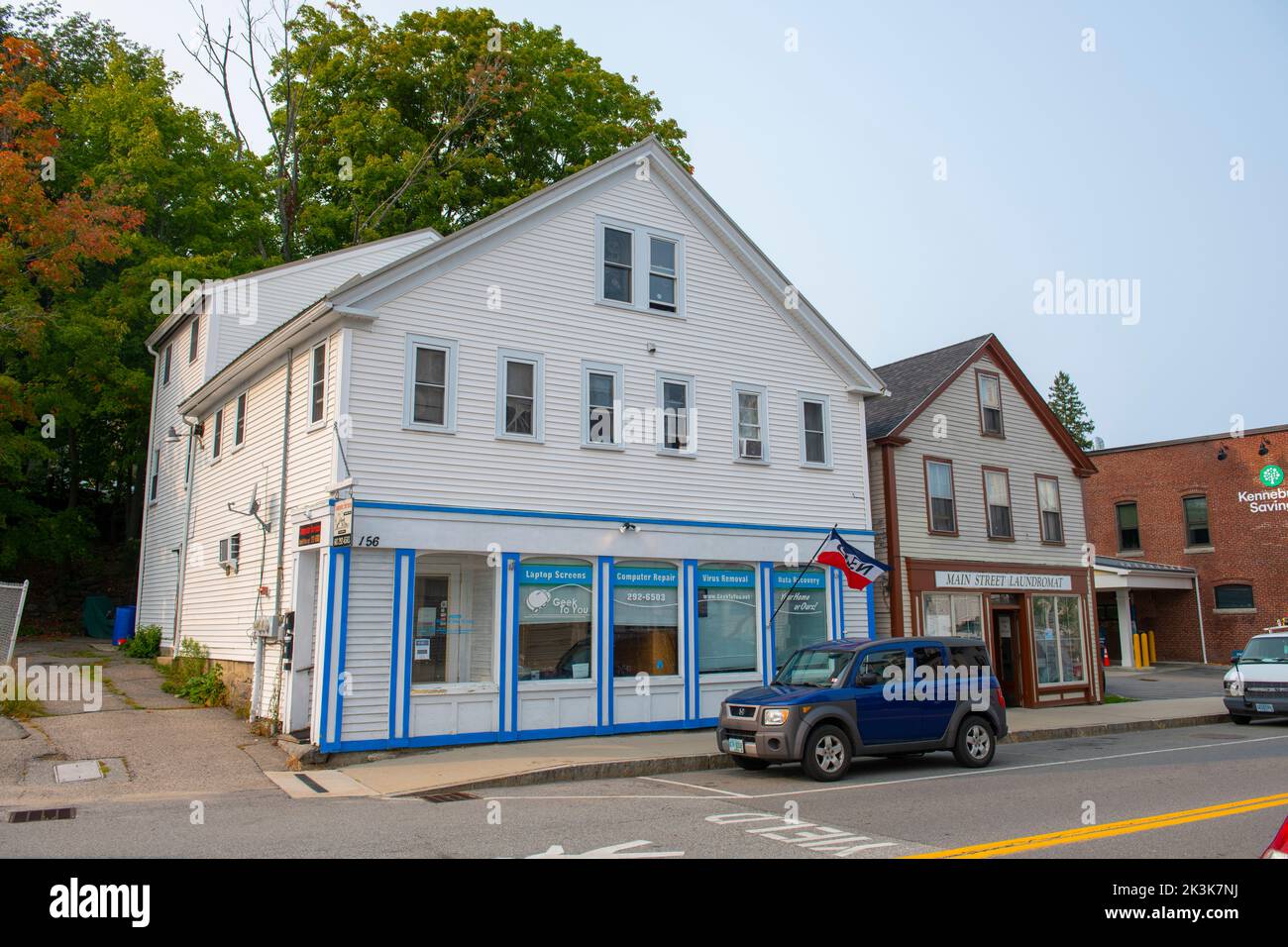Historic commercial building on Main Street in historic town center of Newmarket, New Hampshire