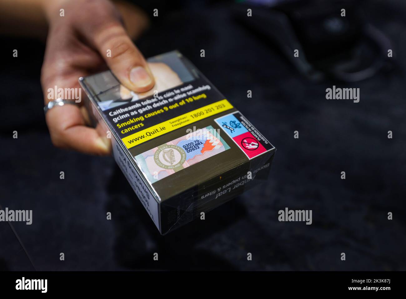 spar cigarette A packet of tobacco at a Spar shop in Dublin. Irish Finance Minister  Paschal Donohoe TD, presents the Budget 2023 to the country with the  announcement that a packet of 20 cigarettes