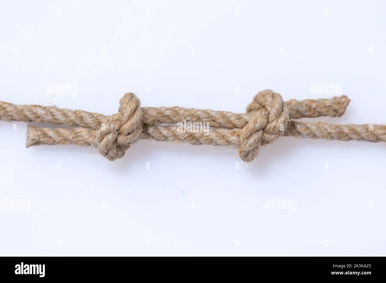 rope forming a fisherman's knot   ,Balearic islands, Spain Stock Photo