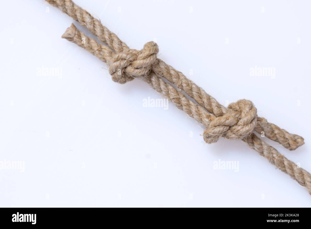 rope forming a fisherman's knot   ,Balearic islands, Spain Stock Photo