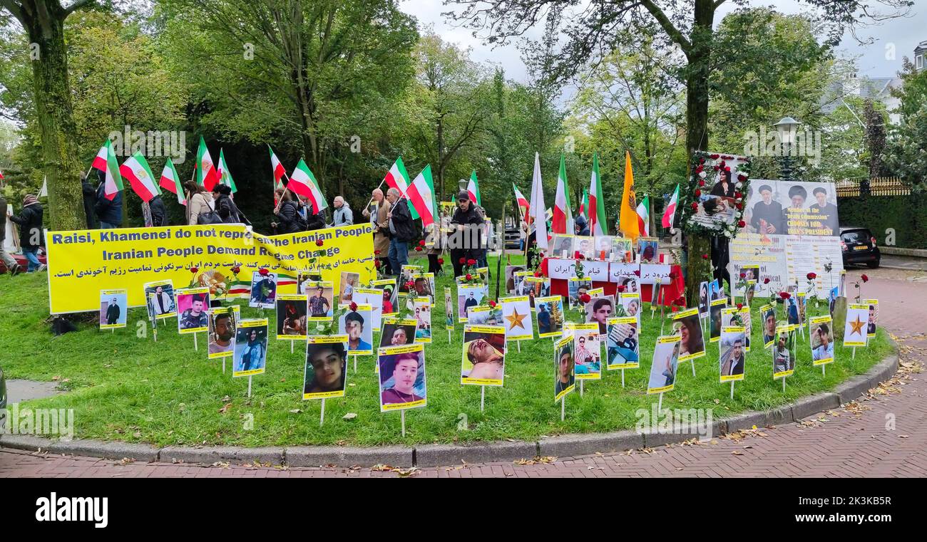 Demonstration at the Iranian embassy in The Hague, Netherlands Stock Photo
