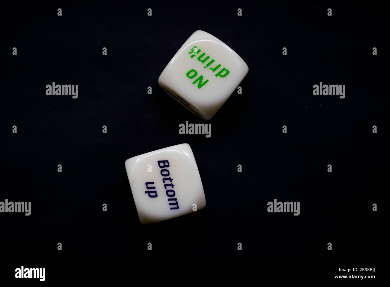 Drinking dice game isolated on black background Stock Photo