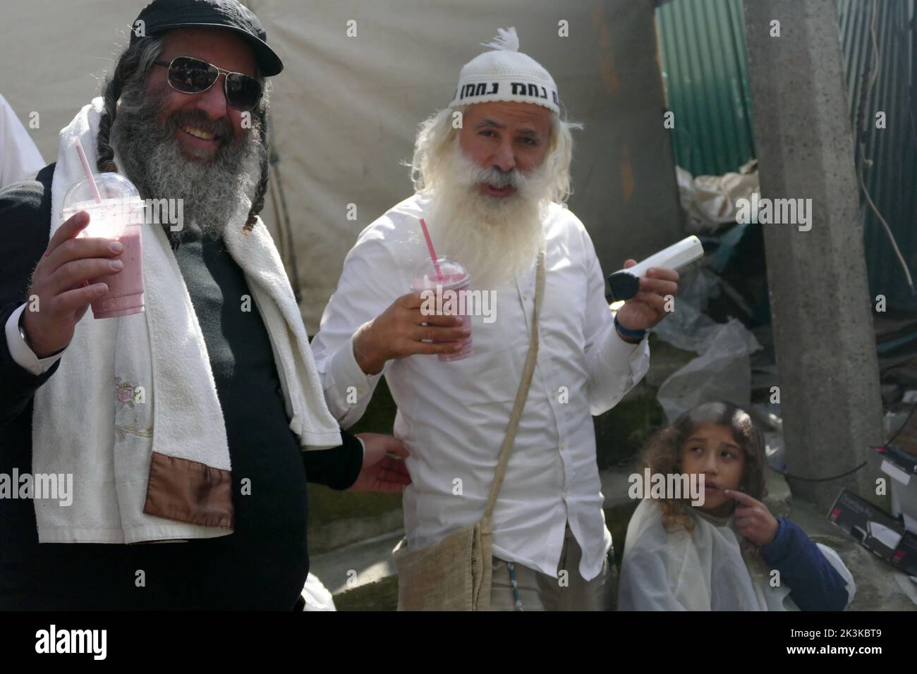 UMAN, UKRAINE - SEPTEMBER 25, 2022 - Hasidic pilgrims gather for the celebration of Rosh Hashanah, or the Jewish New Year, Uman, Cherkasy Region, cent Stock Photo