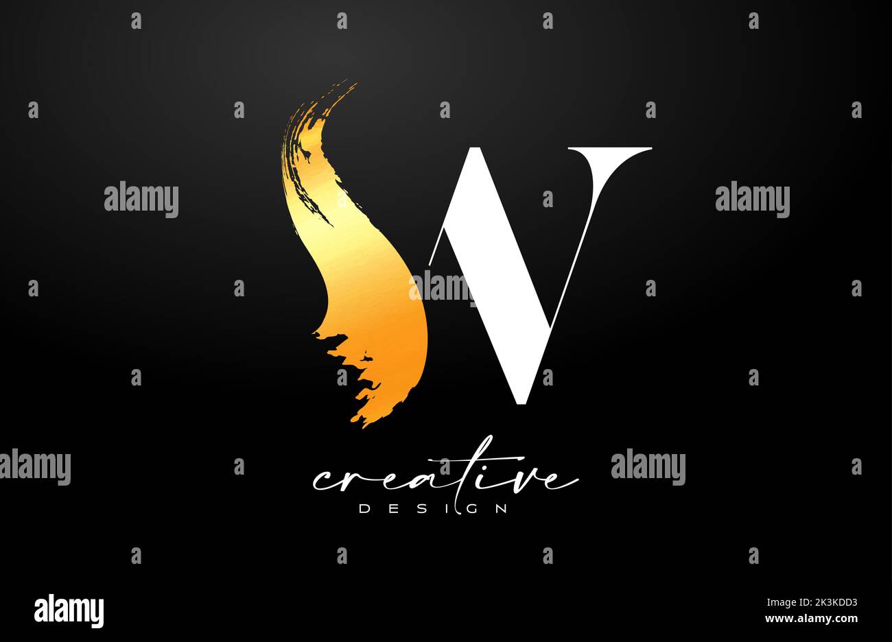 Golden w initial logo hi-res stock photography and images - Alamy