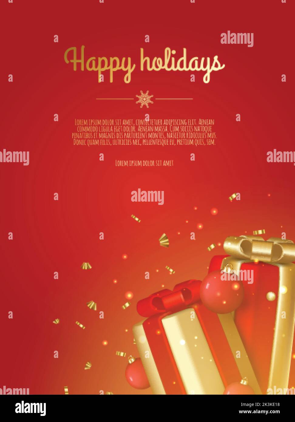 Christmas banner. Background christmas design with realistic gift box