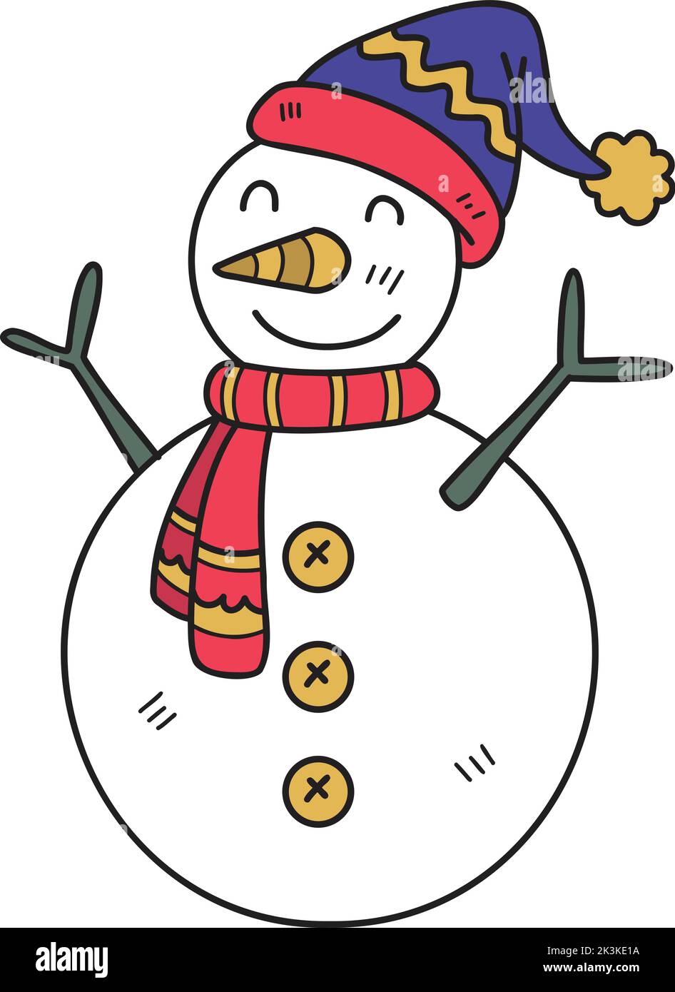 Hand Drawn cute happy snowman illustration isolated on background Stock ...