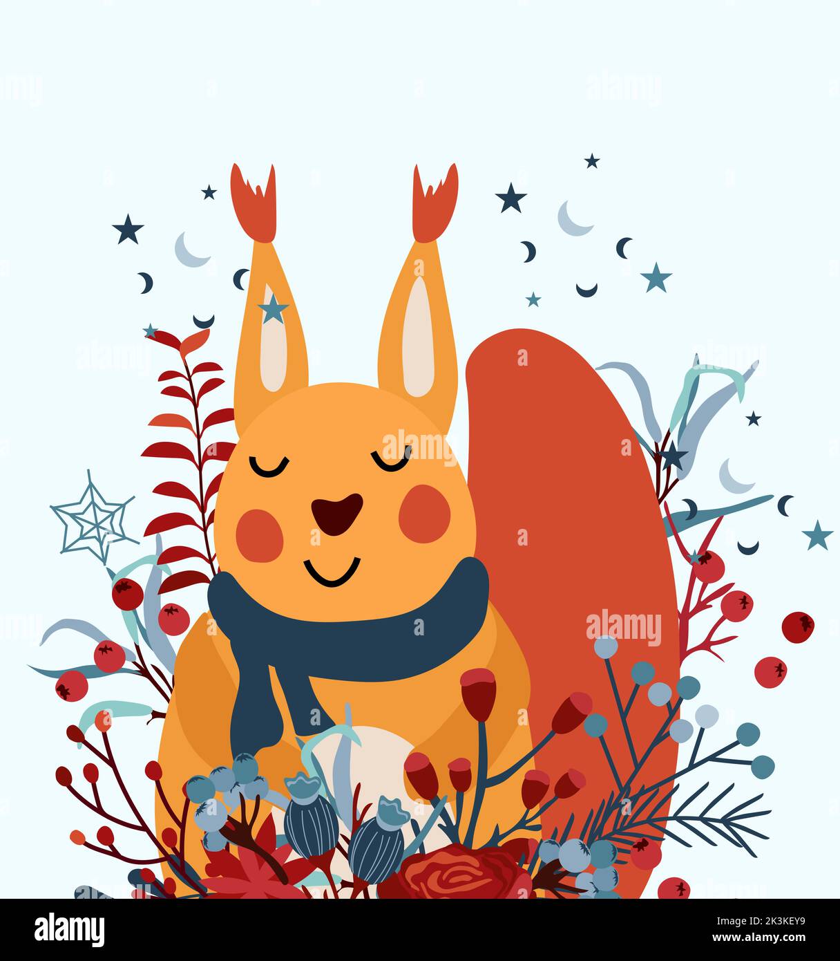 Red squirrel in christmas Stock Vector Images - Alamy