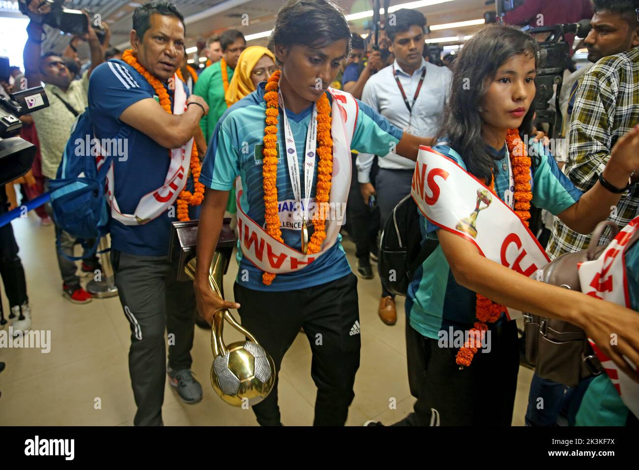 Bangladesh Women Football Team Captain Sabina Khatun (C) along