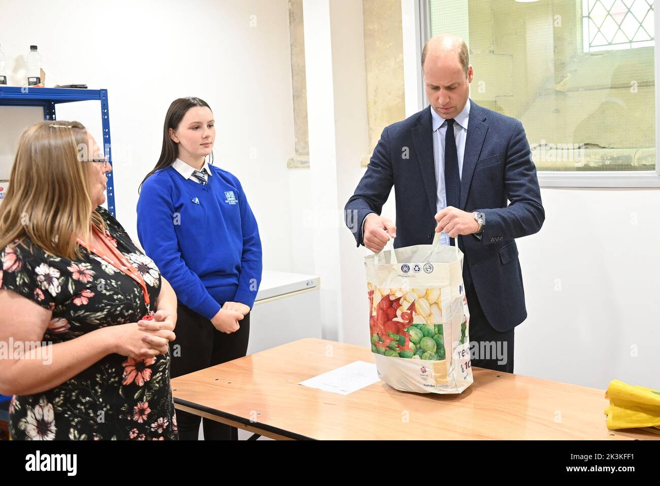 Britain's Prince William and Catherine, Princess of Wales (not pictured) visit St Thomas Church, Swansea, a community hub and food bank, in Britain September 27, 2022. Geoff Pugh/Pool via REUTERS Stock Photo