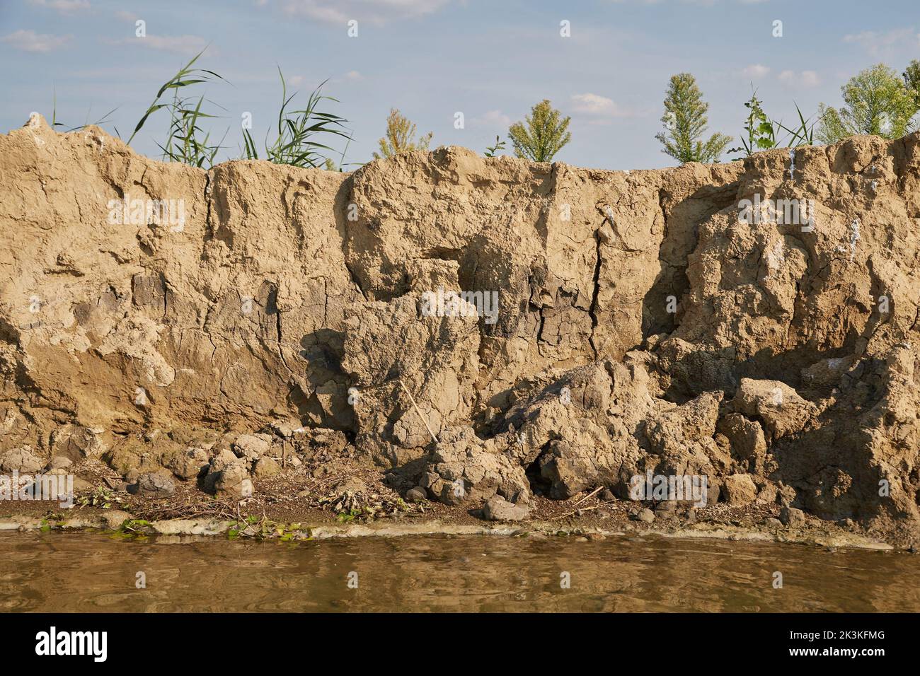 River bank erosion in a turn Stock Photo