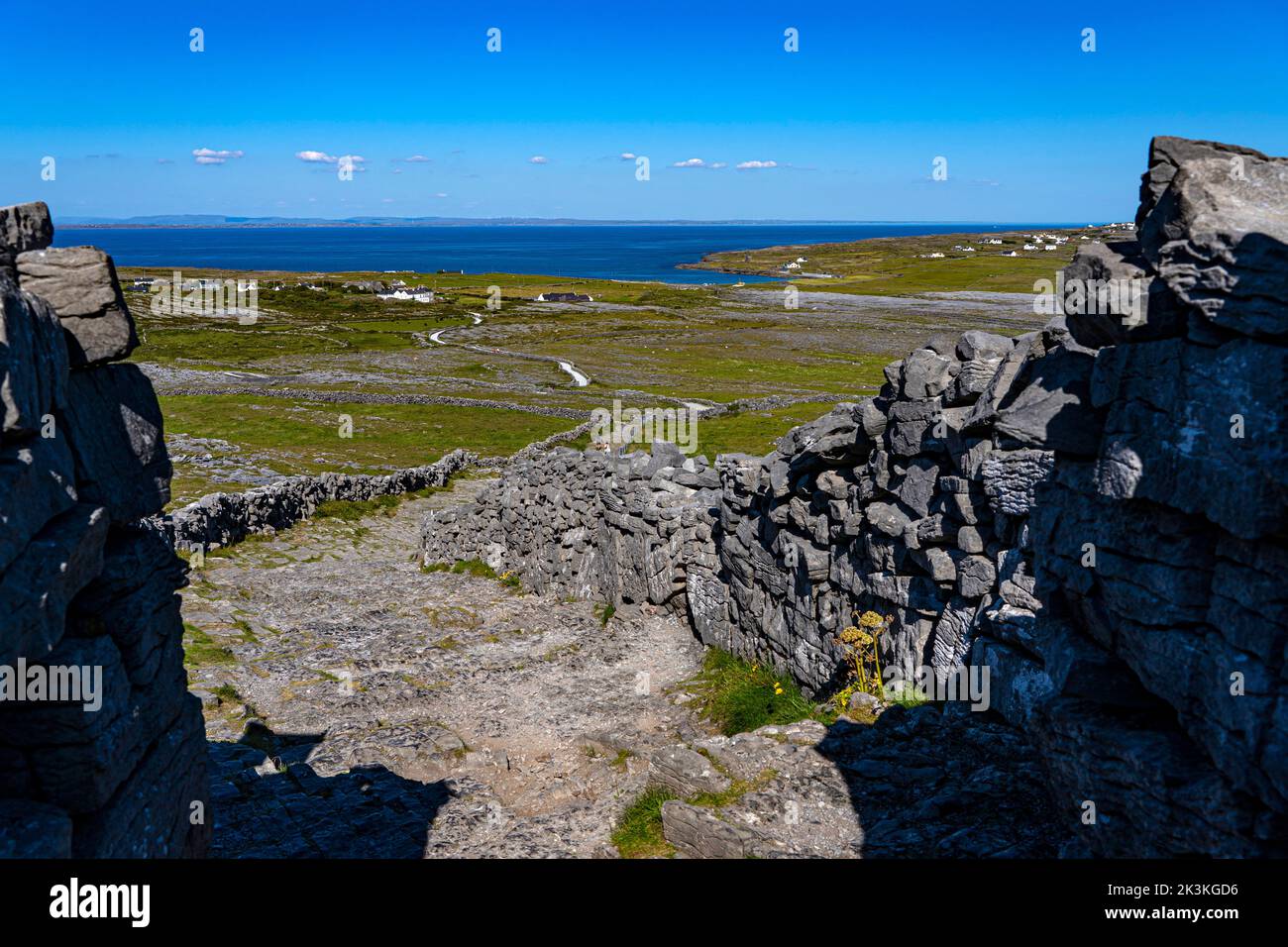 The ancient fortress of Dún Aonghasa or  Dún Aengus, Inishmore, the largest of the Aran Islands, Galway, Ireland Stock Photo