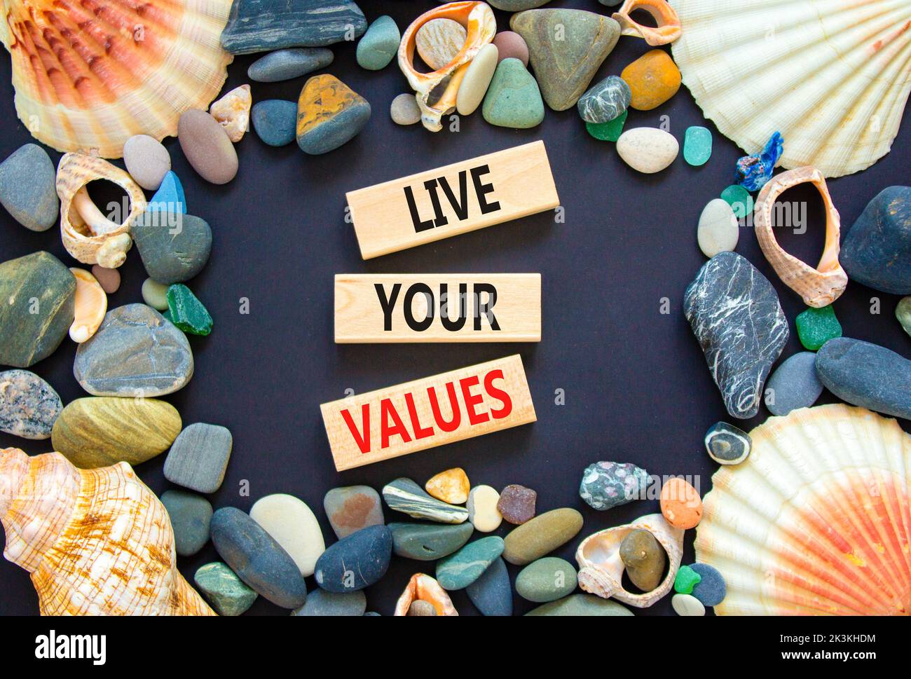 Live your values symbol. Concept words Live your values on wooden ...