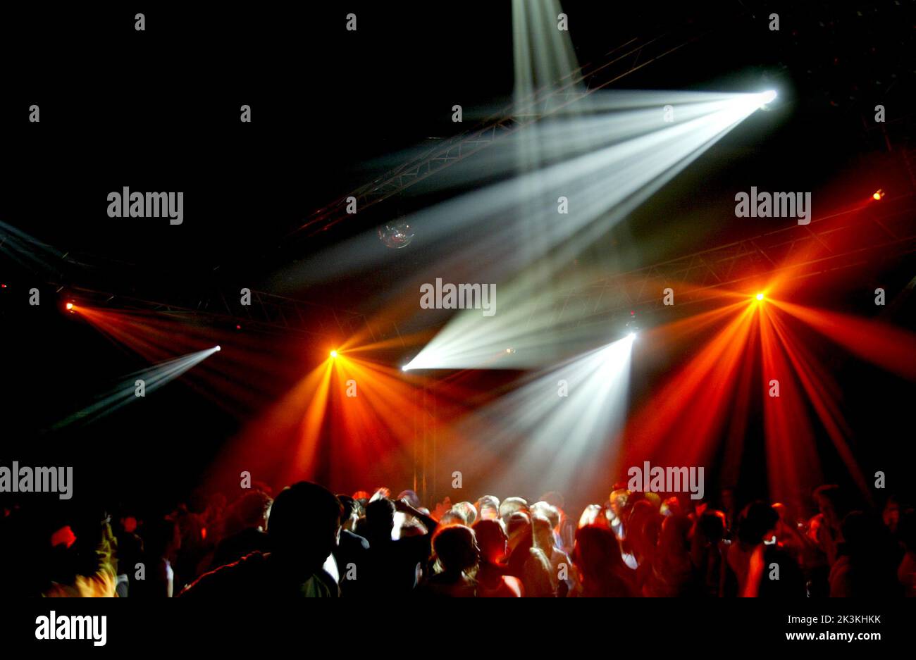 Disco lights at a youth disco on a Friday night. Stock Photo