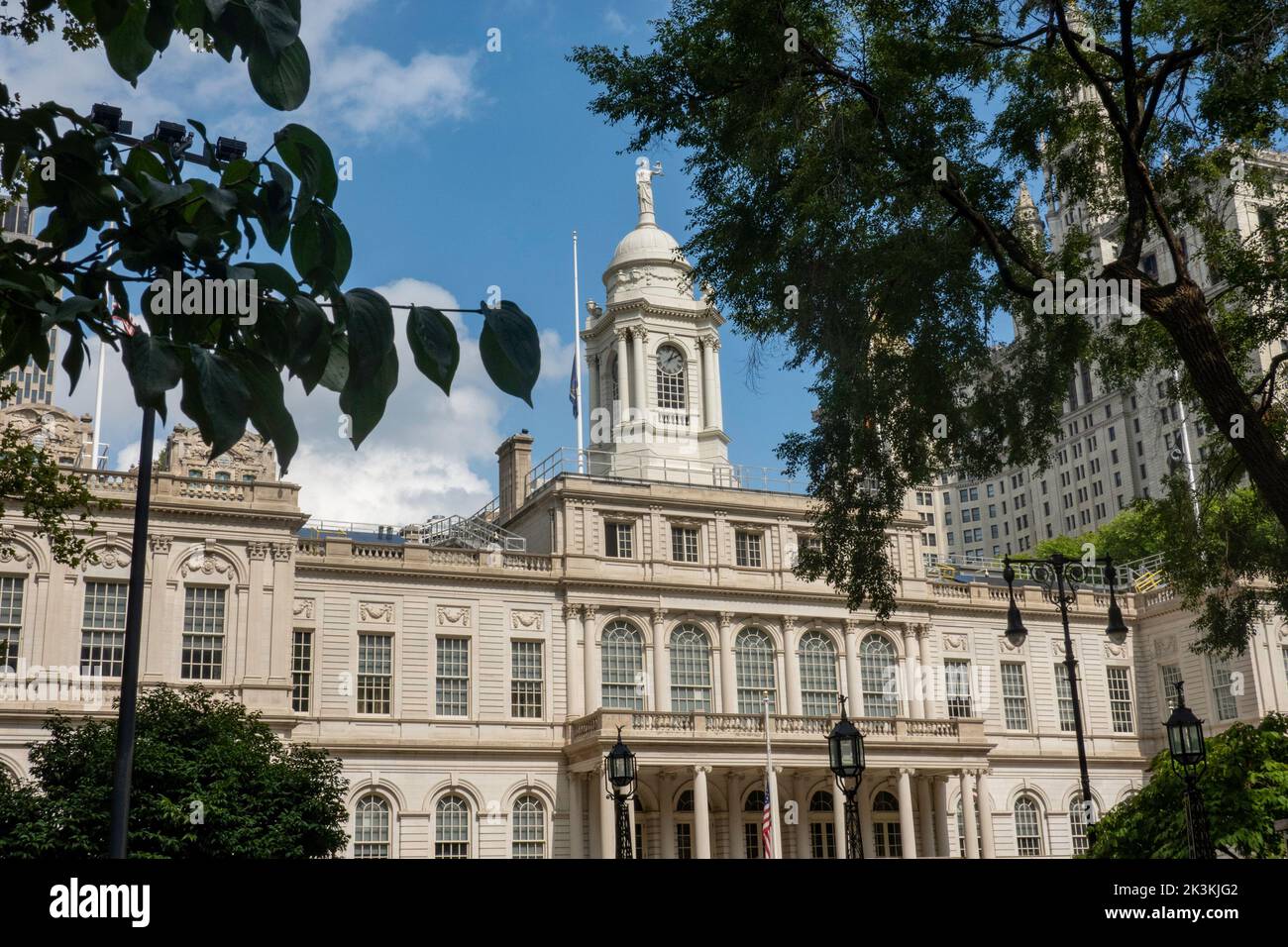 City Hall is a national historic landmark located in Downtown Manhattan, New York City, USA  2022 Stock Photo