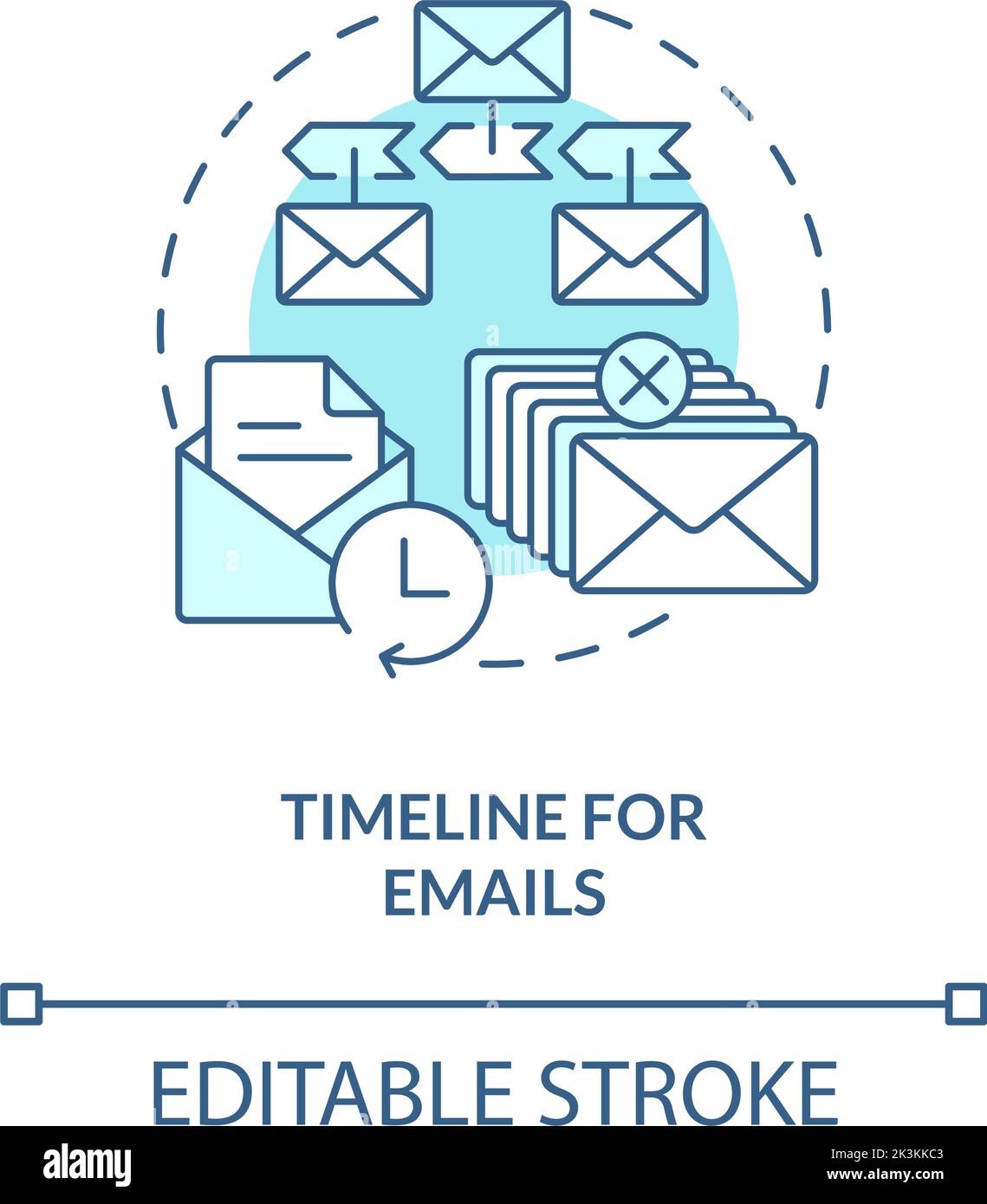 Timeline for emails turquoise concept icon Stock Vector