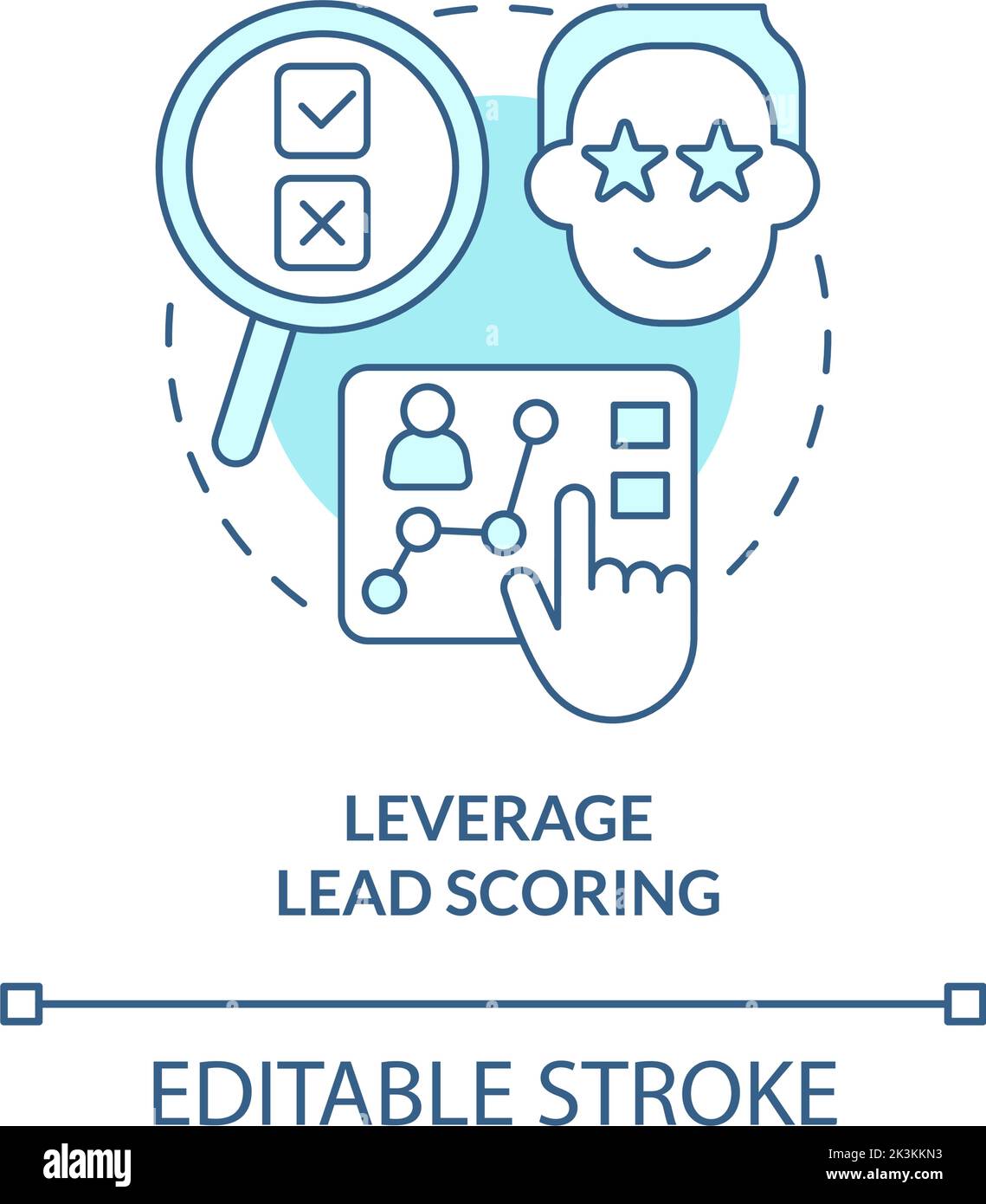Leverage lead scoring turquoise concept icon Stock Vector
