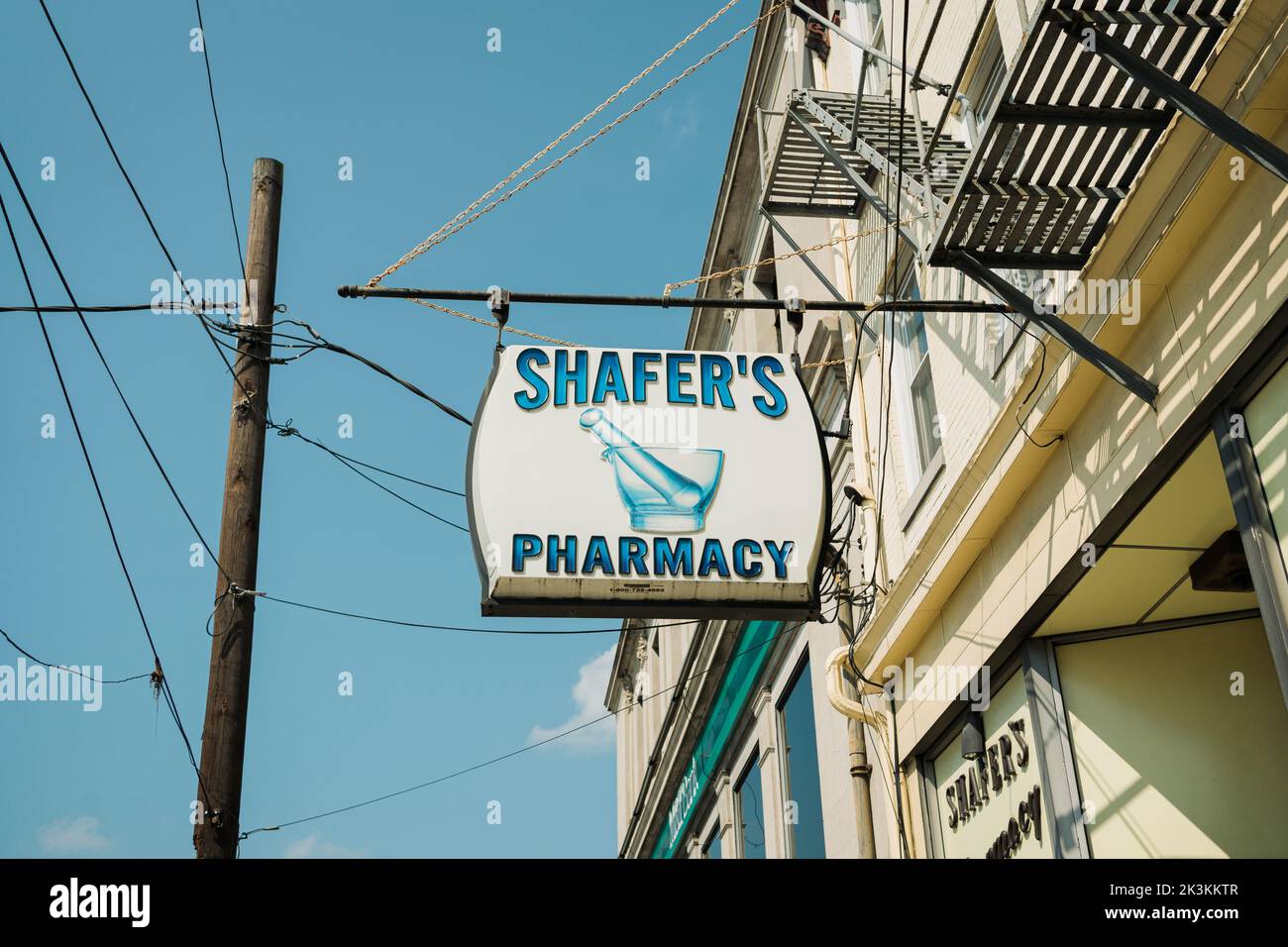 Shafers Pharmacy vintage sign, Tamaqua, Pennsylvania Stock Photo