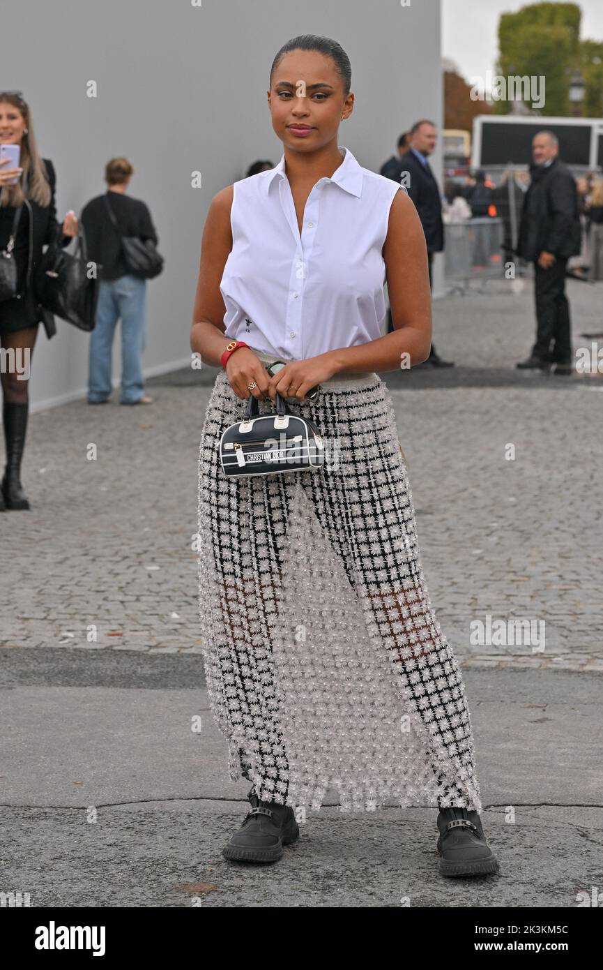 Paola Locatelli arriving at the Dior show during Paris Fashion Week in