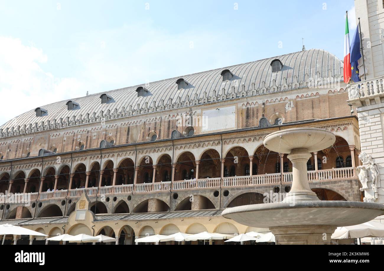 ancient Palace in the city of Padua in Veneto in Italy called Palazzo della Ragione or Reason Palace Stock Photo