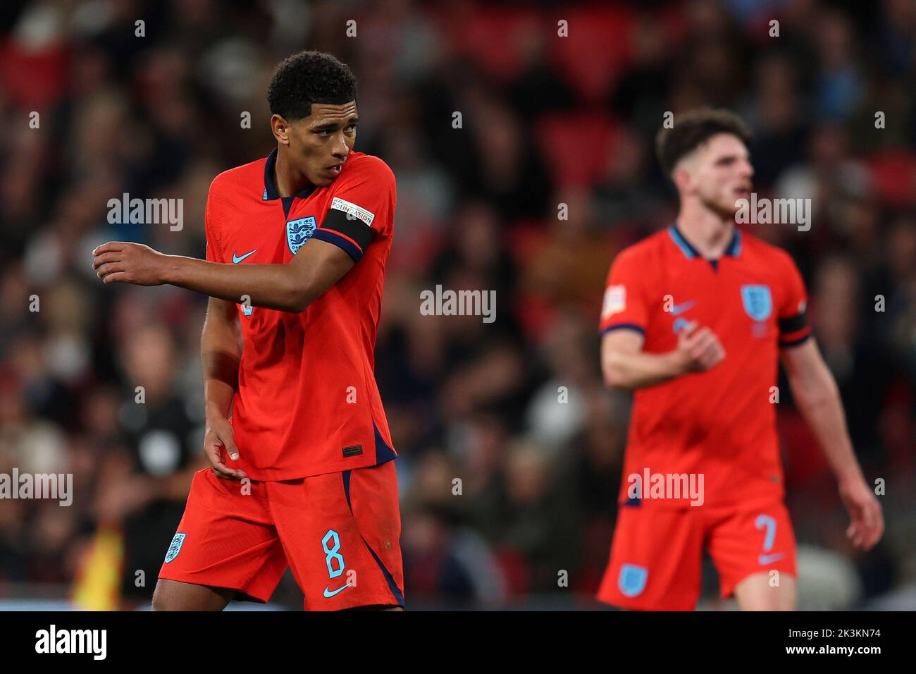 London, UK. 26th Sep, 2022. Jude Bellingham of England looks on. England v Germany, UEFA Nations league International group C match at Wembley Stadium in London on Monday 26th September 2022. Editorial use only. pic by Andrew Orchard/Andrew Orchard sports photography/Alamy Live News Credit: Andrew Orchard sports photography/Alamy Live News Stock Photo