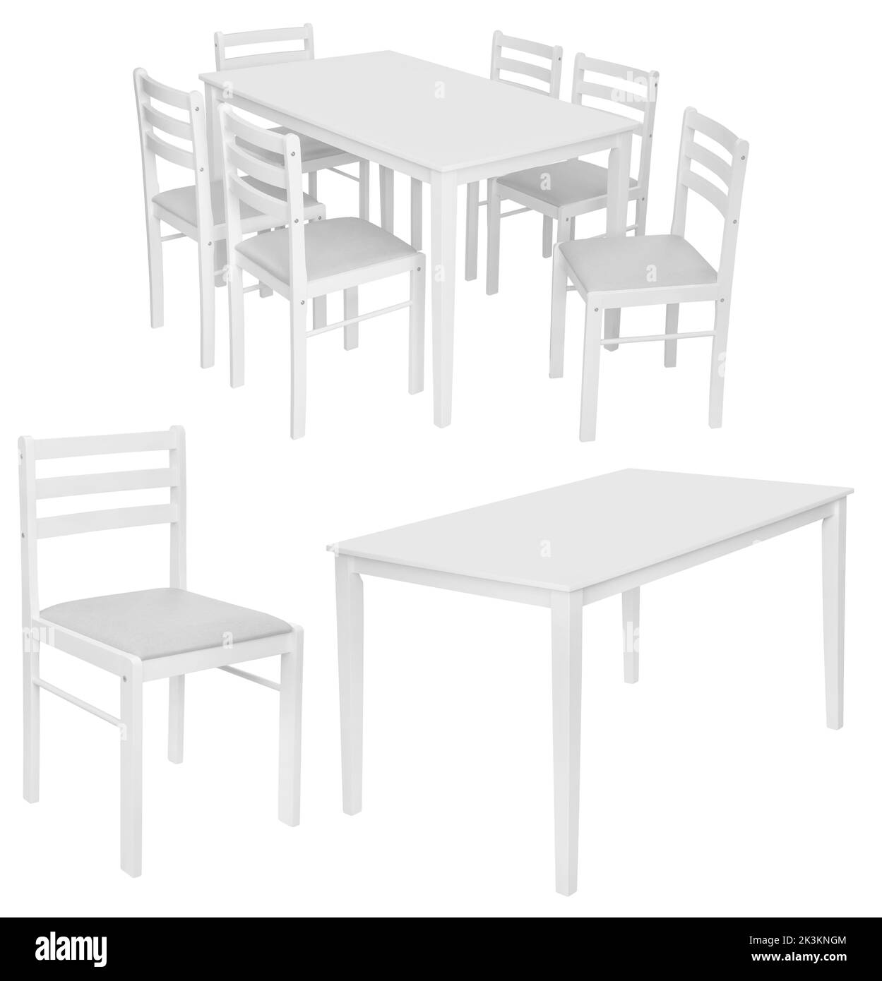 Kitchen furniture set of table and chairs. Isolated on a white background. Interior element Stock Photo