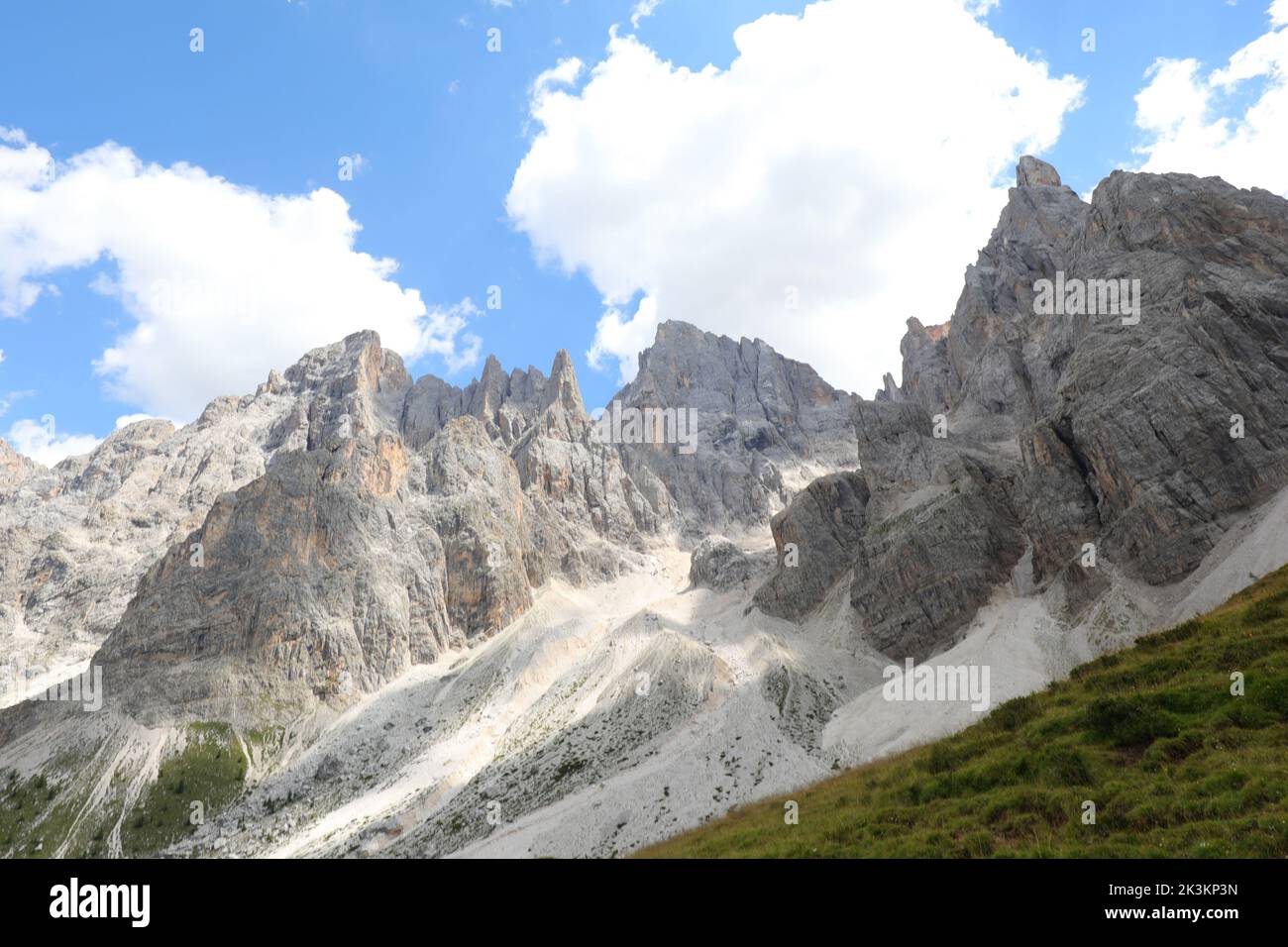 Italian Alps of the Dolomites group in Northern Italy between the Veneto and Trentino regions in summer Stock Photo
