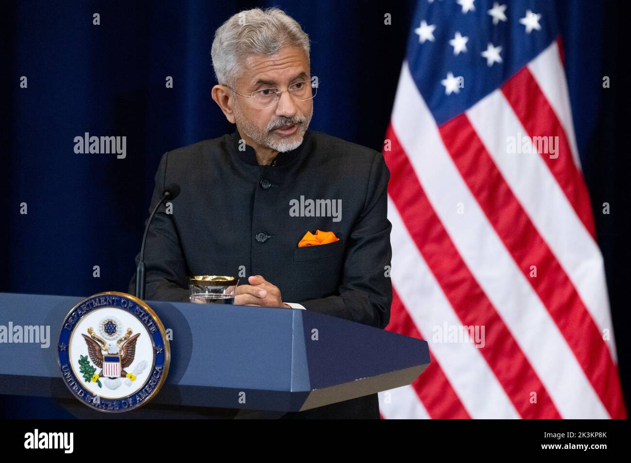 India's Foreign Minister Subrahmanyam Jaishankar attends a press conference with U.S. Secretary of State Antony Blinken at the State Department in Washington, U.S., September 27, 2022. Saul Loeb/Pool via REUTERS Stock Photo