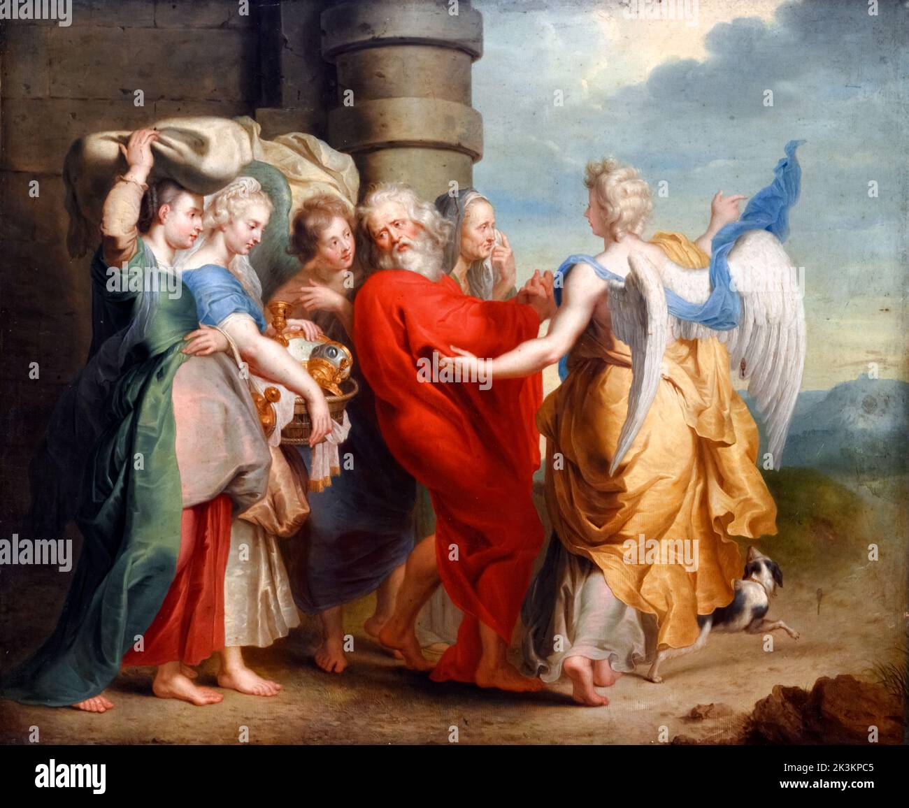 Lot's Flight from Sodom by Pieter van Lint (1609-1690), oil on canvas, c.1640-50 Stock Photo