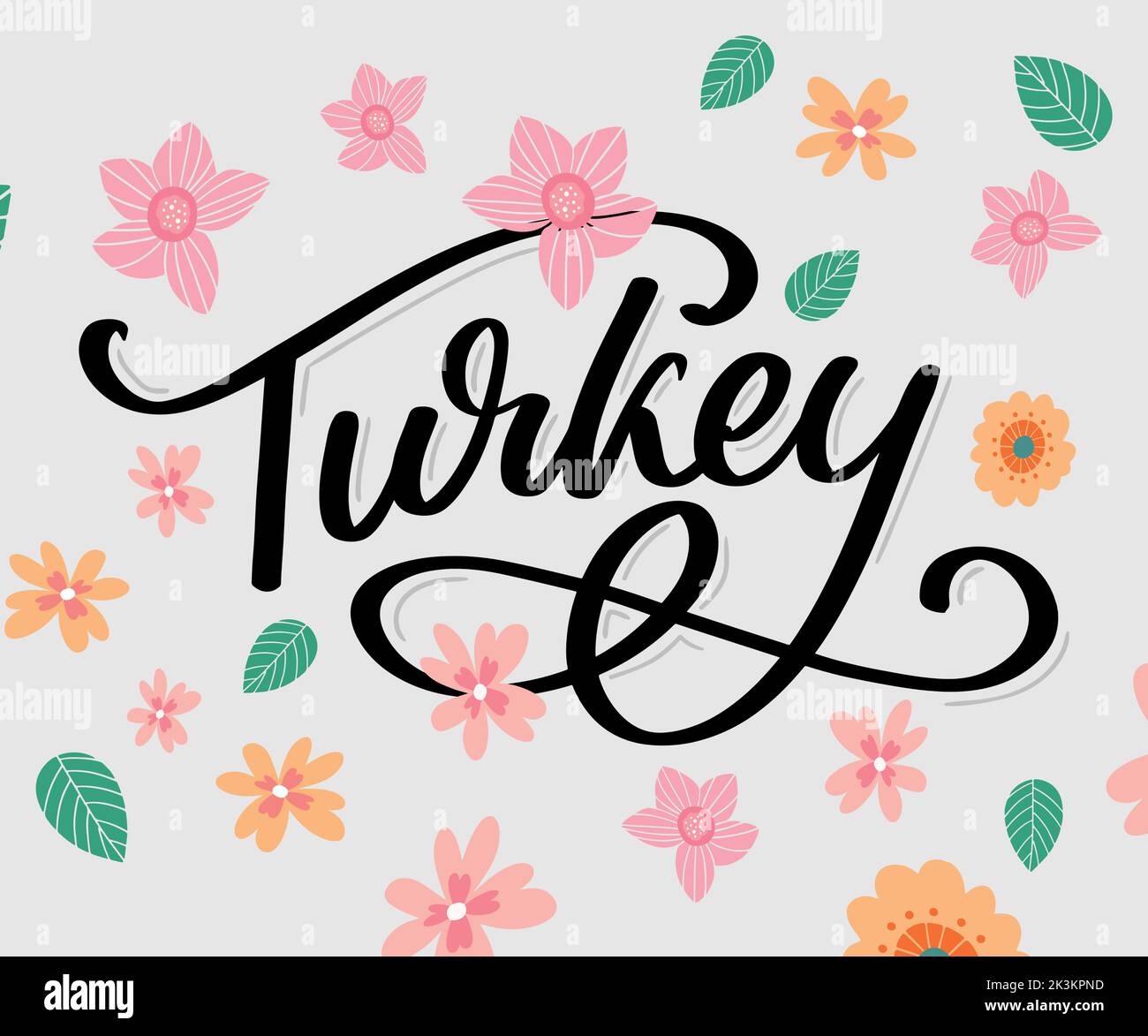 Turkey Lettering. Handwritten name of the country. Vector design ...