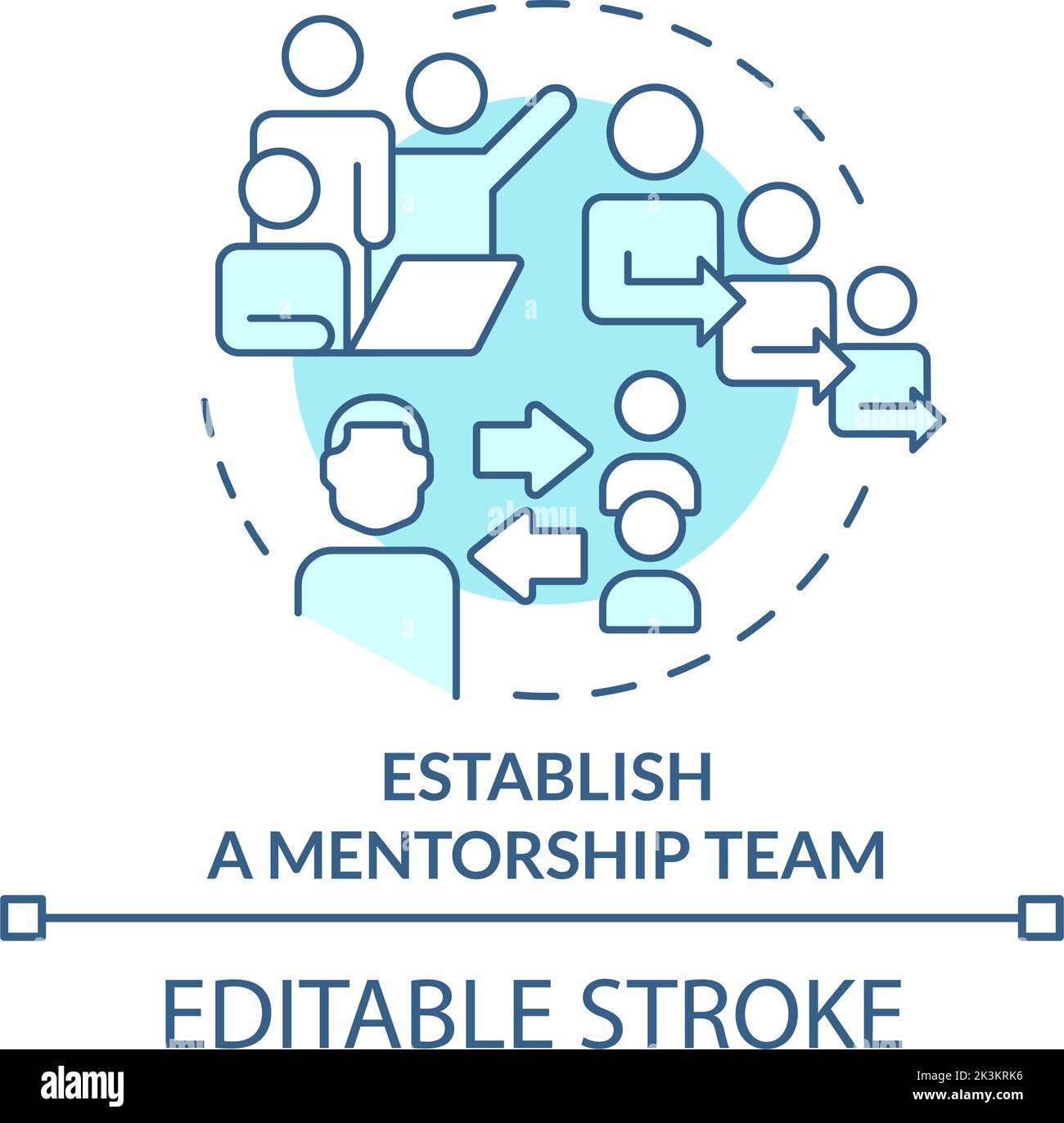Establish mentorship team turquoise concept icon Stock Vector