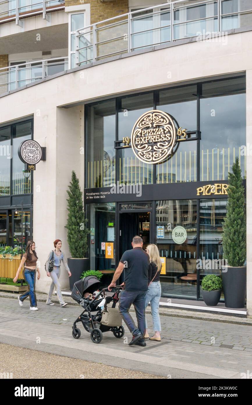 Pizza Express at New Globe Walk, Bankside on the South Bank of the