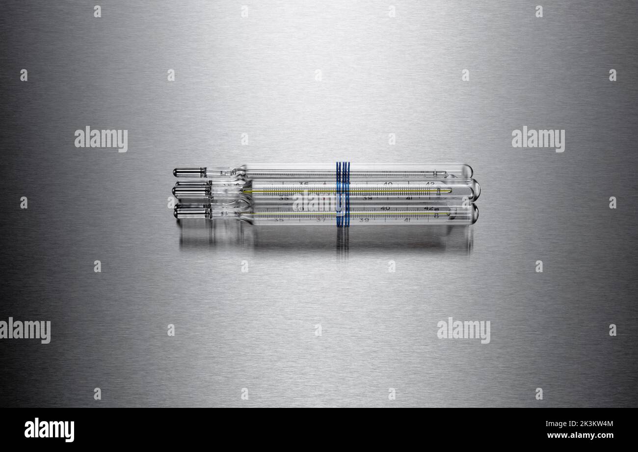 Thermometers banded together Stock Photo