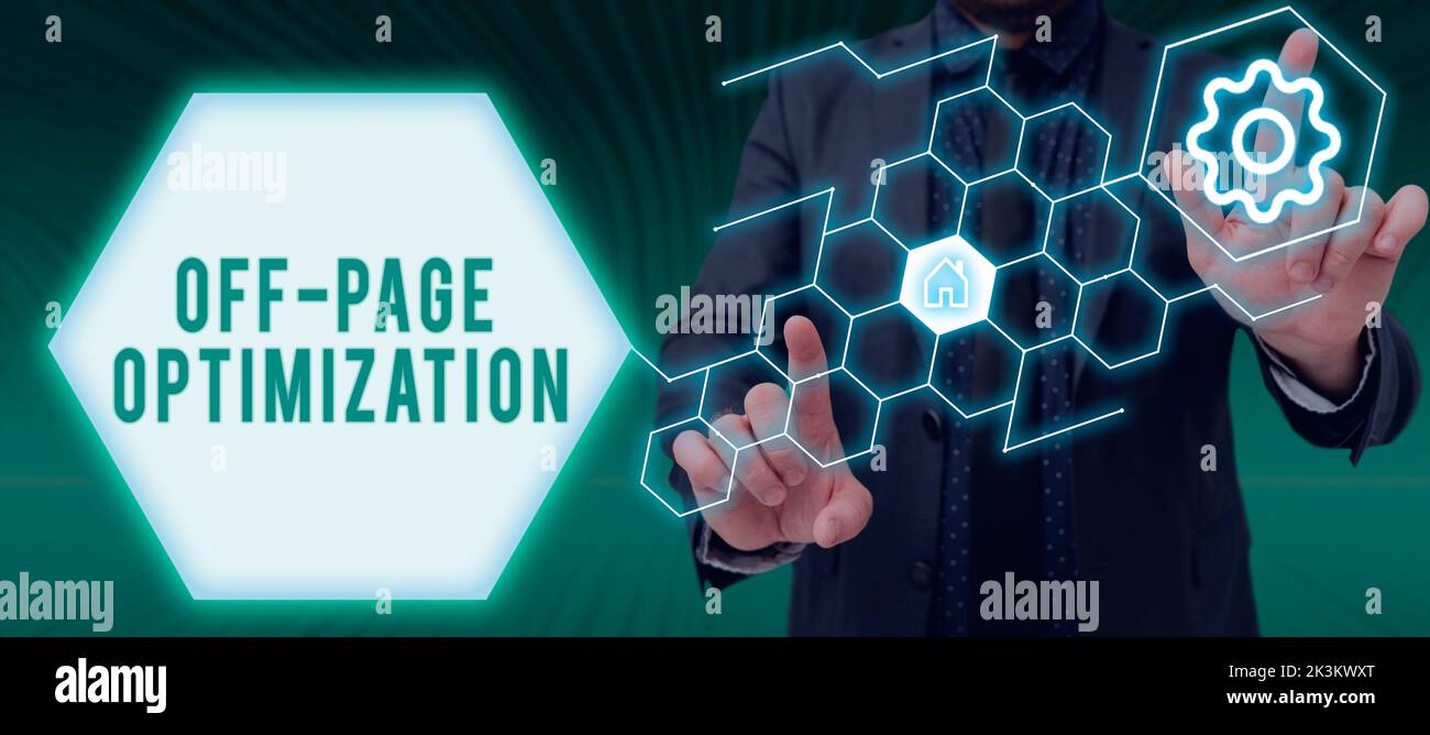 Conceptual display Off Page Optimization. Business idea Website External Process Promotional Method Ranking Stock Photo