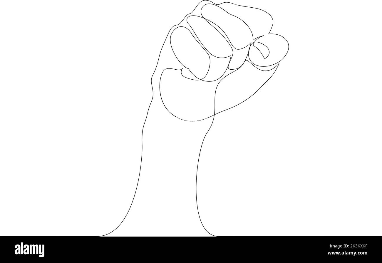 Continuous line drawing of fist hand. Vector illustration Stock Vector