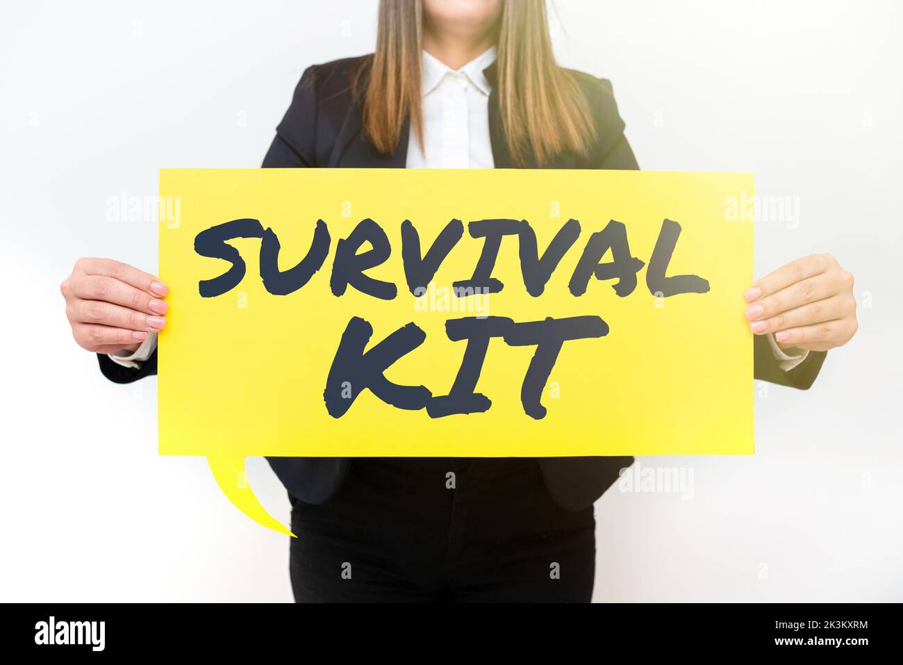 Conceptual caption Survival Kit. Concept meaning Emergency Equipment