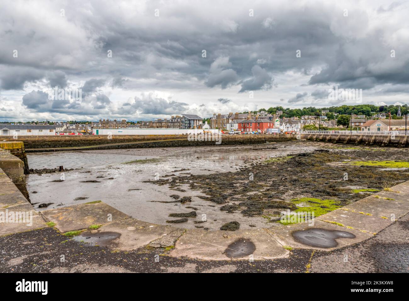 Broughty Ferry, a suburb of Dundee, seen across its harbour. Stock Photo