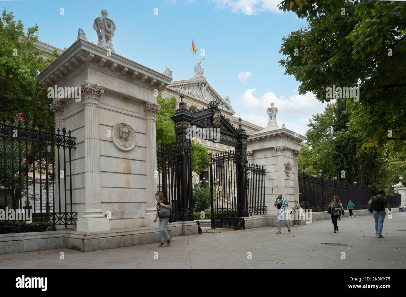 Madrid, Spain. September 19, 2023.. Exterior view of the National Spanish Library in the city center Stock Photo