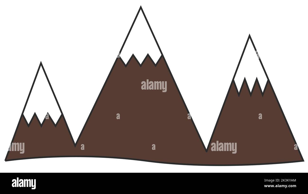 Mountain icon peak, glacier hill terrain winter, landscape symbol rocky Stock Vector